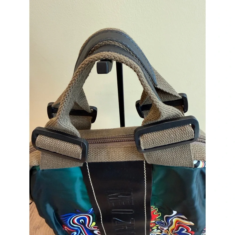 Meizhidao Teal Graphic Print Nylon Backpack Adjustable Straps Multi Color Bag